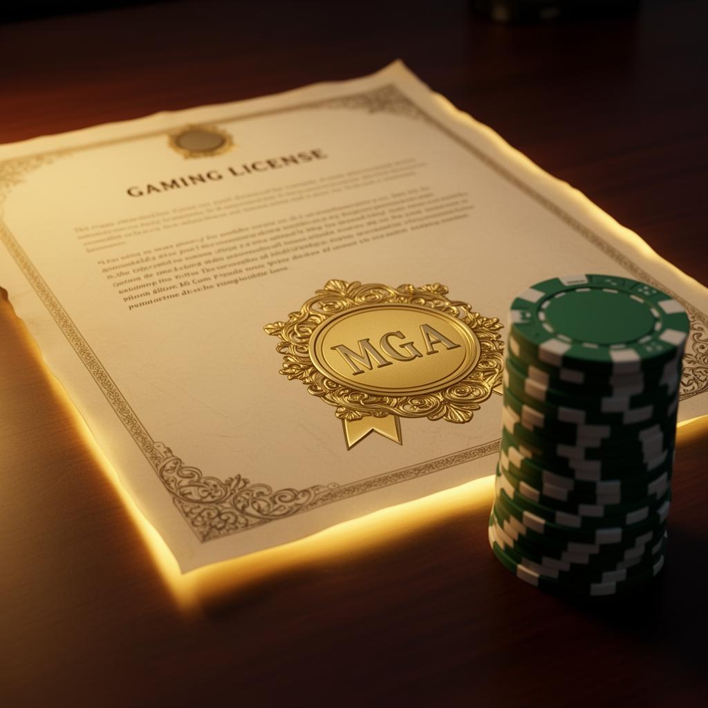 MGA-licensdokument med gyllene sigill – symbol för internationell laglighet